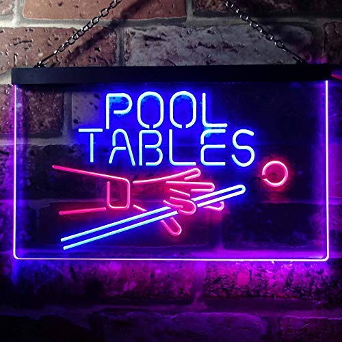 Billiards Pool Tables Dual LED Neon Light Sign